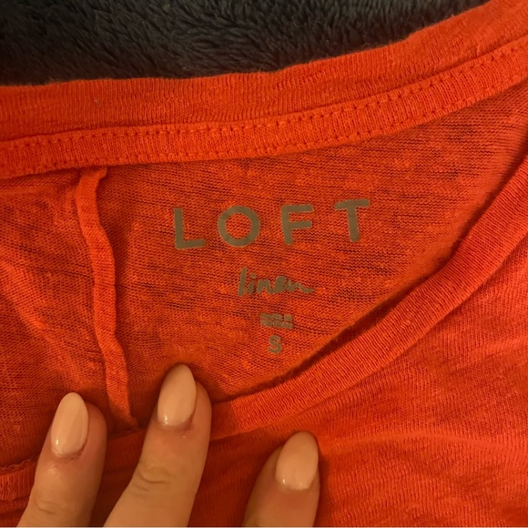 LOFT Coral Ruffle Sleeve Linen Tee - Picture 2 of 4